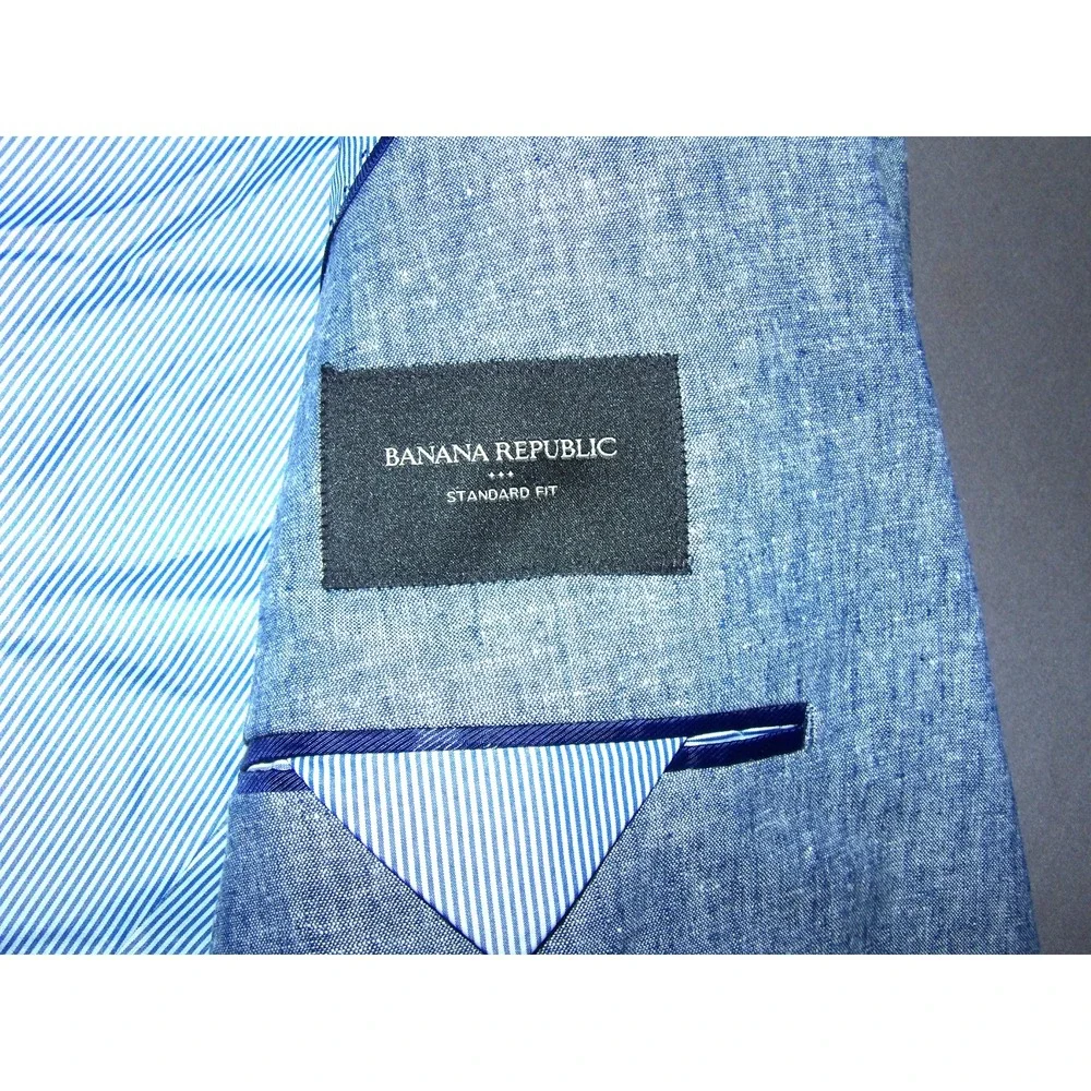 Banana Republic 2 Button Linen/Cotton Blue Blazer Men's 42 Short Standard Fit